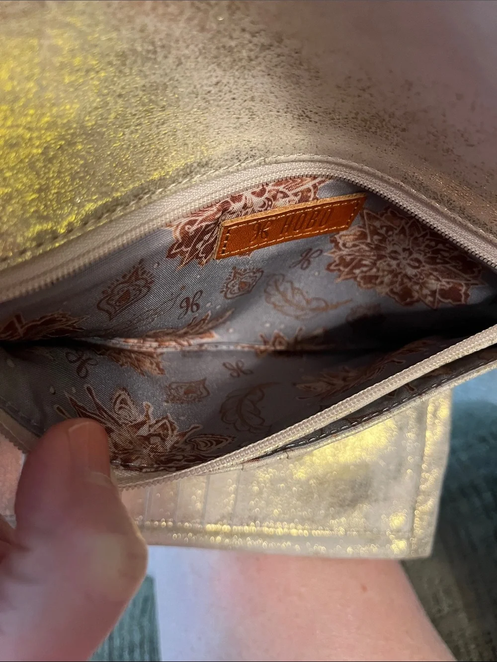 HOBO Brand Metallic Gold Women's Leather Wallet